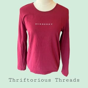 Burberry Women's Burgundy Long Sleeve Tee